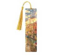 Beautiful Venice Canal View Printed Metal Bookmarks M - Gold Lightweight Aluminium Book Marker for Books, Journals & Gifts, Ideal Book Lovers, Holiday Decor & Crafts