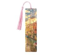 Beautiful Venice Canal View Printed Metal Bookmarks S - Pink Lightweight Aluminium Book Marker for Books, Journals & Gifts, Ideal Book Lovers, Holiday Decor & Crafts
