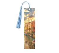 Beautiful Venice Canal View Printed Metal Bookmarks S - Sky Blue Lightweight Aluminium Book Marker for Books, Journals & Gifts, Ideal Book Lovers, Holiday Decor & Crafts