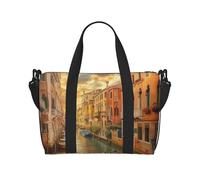 Beautiful Venice Canal View Printed Travel Bag Duffle Bag for Men Women, Large Water Resistant Gym Bag Weekend Holdall Bag with Shoulder Strap