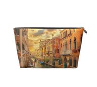 Beautiful Venice Canal View Printed Travel Cosmetic Bags with Silver Zipper Makeup Organizer Cosmetic Case Toiletry Bag for Women Mom Girls