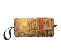 Beautiful Venice Canal View Printed Travel Makeup Bag Portable Cosmetic Bag Makeup Case Toiletry Handbag Organiser for Women