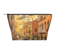 Beautiful Venice Canal View Printed Travel Makeup Bag Trapeze Cosmetic Bag Makeup Case Toiletry Bag Organiser for Women
