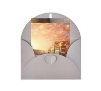 Beautiful Venice Canal View Printing Blank Pearl Paper Greeting Card,Vertical Notecards Designs, Envelopes For Thank You, Invitations