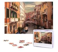 Beautiful Venice Canal View Puzzles 1000 Pieces Wooden Jigsaw Puzzle Personalized Picture Puzzles Family Decoration Photo Puzzle for Adults (29.5" x 19.7")