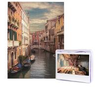 Beautiful Venice Canal View Puzzles 500 Pieces Wooden Jigsaw Puzzle Personalized Picture Puzzles Modern Wall Art Family Decoration Photo Puzzle for Adults (20.4" x 15")