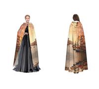 (Beautiful Venice Canal View) Unisex Hooded Cloak Cape Robe Cosplay Halloween Christmas Fancy Dress Costumes For Adults