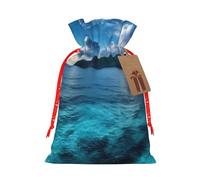 Beautiful View Of The Sea Christmas Drawstring Gift Bags, Xmas Bags With Tags, Reusable Santa Wrapping Bag