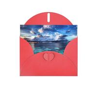 Beautiful View Of The Sea Pattern Blank Greeting Cards For Birthdays, Valentine'S Day, Parties, Weddings, 4x6 Inches Red Envelope