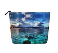 Beautiful View of The sea Patterned Women's Cosmetic Bag, Single Layer Toiletry Bag, Suitable for Daily Storage, Travel, and Business Trips.