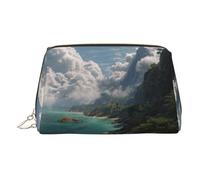 Beautiful Views Printed Leather Zippered Makeup Bag, Perfect for Cosmetics and Toiletries
