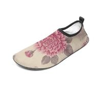 Beautiful Vintage Flower Water Shoes for Men Women, Lightweight Stretch Swim Shoes with Anti-Slip Rubber Sole, Quick-Dry Aqua Socks for Pool, Beach, Surfing, Style, 8 Women/8 Men