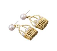 Beautiful Vintage Inspired Basket Weave Earrings Featuring Rhinestones and Pearls Fashion Statement Earrings