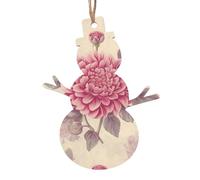 Beautiful Vintage Pink Flower Print Wooden Christmas Ornaments Xmas Tree Hanging Tag Christmas Tree Hanging Ornaments with Ropes for Xmas Tree Decor Holiday Party