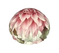 Beautiful vintage pink flower Shower Cap Reusable Elastic Bath Caps Waterproof Bath Hair Hat for Women Men Spa Salon Large Shower Bonnet Double Layer Bathing Hair Cap for Long Hair, Braids