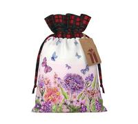 Beautiful Vivid Flowers Colorful Butterflies Drawstring Bags Gift Mailing Bags Wedding Christmas Storage Bag Fabric Gift Wrap Storage