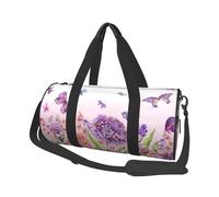 Beautiful Vivid Flowers Colorful Butterflies Print Round Duffel Bag, Canvas Overnight Travel Tote Bag, Waterproof and Tear-Resistant.Foldable Weekend Travel Bag