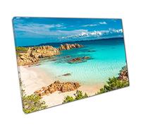 Beautiful Warm Empty Sandy Beach Blue Skies Seascape Budelli Island Sardinia Italy Wall Art Print On Canvas Picture For Home Office Decor 91x61cm (36x24In)