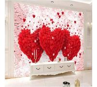 Beautiful Warm Red Heart Pink Flowers 3D Wallpaper Premium Textured Silk Study Dining Living Room Bedroom Sofa TV Wall Easy Install-150cm×105cm