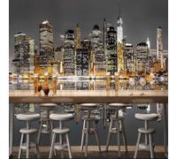 Beautiful Warm Warm Architecture City at Night 3D Wallpaper Silky Texture Home Study Office Grey Dining Room Sofa Bedroom Living Room TV Backdrop-200cm×140cm