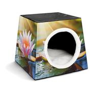 Beautiful Water Lily Sunshine Pet Hut Comfortable Nest for Pets Space Capsule Warm Soft Indoor Pet Shelter Space Pet House for Indoor Cats Small Dogs and Medium Animal