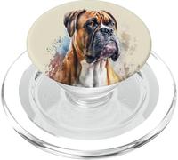Beautiful Watercolor Boxer dog Portrait PopSockets PopGrip for MagSafe