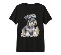Beautiful Watercolor Miniature Schnauzers Portrait Premium T-Shirt