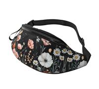 Beautiful Watercolor Wildflower Hands-Free Bag Garden Blooming Flowers Fanny Pack Colourful Wildflowers Crossbody Bag Fitness Trainers 14X35CM