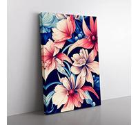 Beautiful Watercolour Flowers No.1 Canvas Wall Art Print Ready to Hang, Framed Picture for Living Room Bedroom Home Office Décor, 60x40 cm (24x16 Inch)