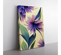 Beautiful Watercolour Flowers No.2 Canvas Wall Art Print Ready to Hang, Framed Picture for Living Room Bedroom Home Office Décor, 60x40 cm (24x16 Inch)