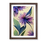 Beautiful Watercolour Flowers No.2 Framed Print for Living Room Bedroom Home Office Décor, Wall Art Picture Ready to Hang, Walnut A4 Frame (34 x 25 cm)