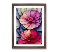Beautiful Watercolour Flowers No.5 Framed Print for Living Room Bedroom Home Office Décor, Wall Art Picture Ready to Hang, Walnut A4 Frame (34 x 25 cm)