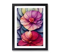 Beautiful Watercolour Flowers No.5 Framed Print for Living Room Bedroom Home Office Décor, Wall Art Picture Ready to Hang, Black A2 Frame (62 x 45 cm)