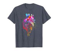 Beautiful Watercolour Heart Organ Human Body Anatomy T-Shirt, Men, Heather Blue, Medium