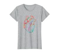 Beautiful Watercolour Heart Organ Human Body Anatomy T-Shirt, Women, Heather Grey, X-Large