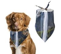 Beautiful Waterfall Dog Bandanas for Feeding Grooming, Triangle Pet Bibs Washable Pets Scarf for Cats & Dogs