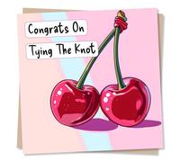 Beautiful Wedding or Engagement Card For a Special Couple - Cherries - Tying The Knot - Heartfelt - Marriage - For Loved Ones, Friends, Husband, Wife, Girlfriend, Boyfriend
