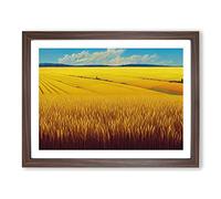 Beautiful Wheat Field H1022 Framed Print for Living Room Bedroom Home Office Décor, Wall Art Picture Ready to Hang, Walnut A3 Frame (46 x 34 cm)