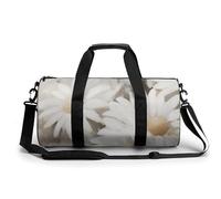 Beautiful White Daisies Flowers Travel Gym Bag for Women Men Cylindrical Duffle Bag Sport Workout Bag with Shoulder Strap