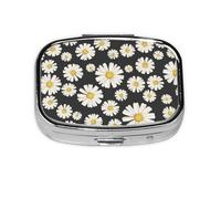 Beautiful White Daisies,Meta Pill Box 2 Compartment Medicine Case,Portable Organizer