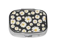 Beautiful White Daisies,Meta Pill Box 2 Compartment Medicine Case,Portable Organizer,Rectangle Meta Portable Organizer Pill Box 967 Compartment Medicine Case