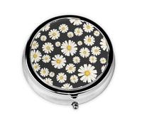 Beautiful White DaisiesMeta Pill Box 3 Compartment Medicine Case,Portable Organizer