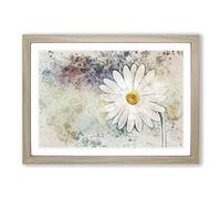 Beautiful White Daisy in Abstract Framed Print | A2 Oak Framed Wall Art | Ready to Hang | Abstract Floral Picture | Living Room Bedroom Lounge Office