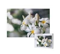 Beautiful White Frangipani Wake Plumeria Flowers,1000 Pieces Wooden Jigsaw Family Game Jigsaw Puzzles for Adults Teens Home Decor