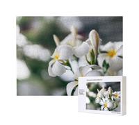 Beautiful White Frangipani Wake Plumeria Flowers,500 Pieces Wooden Jigsaw Family Game Jigsaw Puzzles for Adults Teens Home Decor