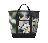 Beautiful White Frangipani Wake Plumeria Flowers,Lunch Bags Large Capacity Insulated Tote Bag For Women Men Work Picnic Travel