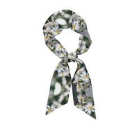 Beautiful White Frangipani Wake Plumeria Flowers, Neck Scarves, Neckerchief Headband, Women's Fashion Scarf