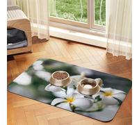 Beautiful White Frangipani Wake Plumeria Flowers,Waterproof Pet Feeding Mat,PU Leather Placemats for Cat Dog Water Bowl,Food Mats,40x60cm