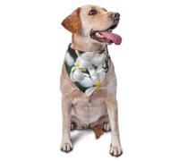 Beautiful White Frangipani Wake Plumeria FlowersDog Bandanas Cat Puppy Scarfs Washable Pet Handkerchief