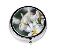 Beautiful White Frangipani Wake Plumeria FlowersMeta Pill Box 3 Compartment Medicine Case,Portable Organizer